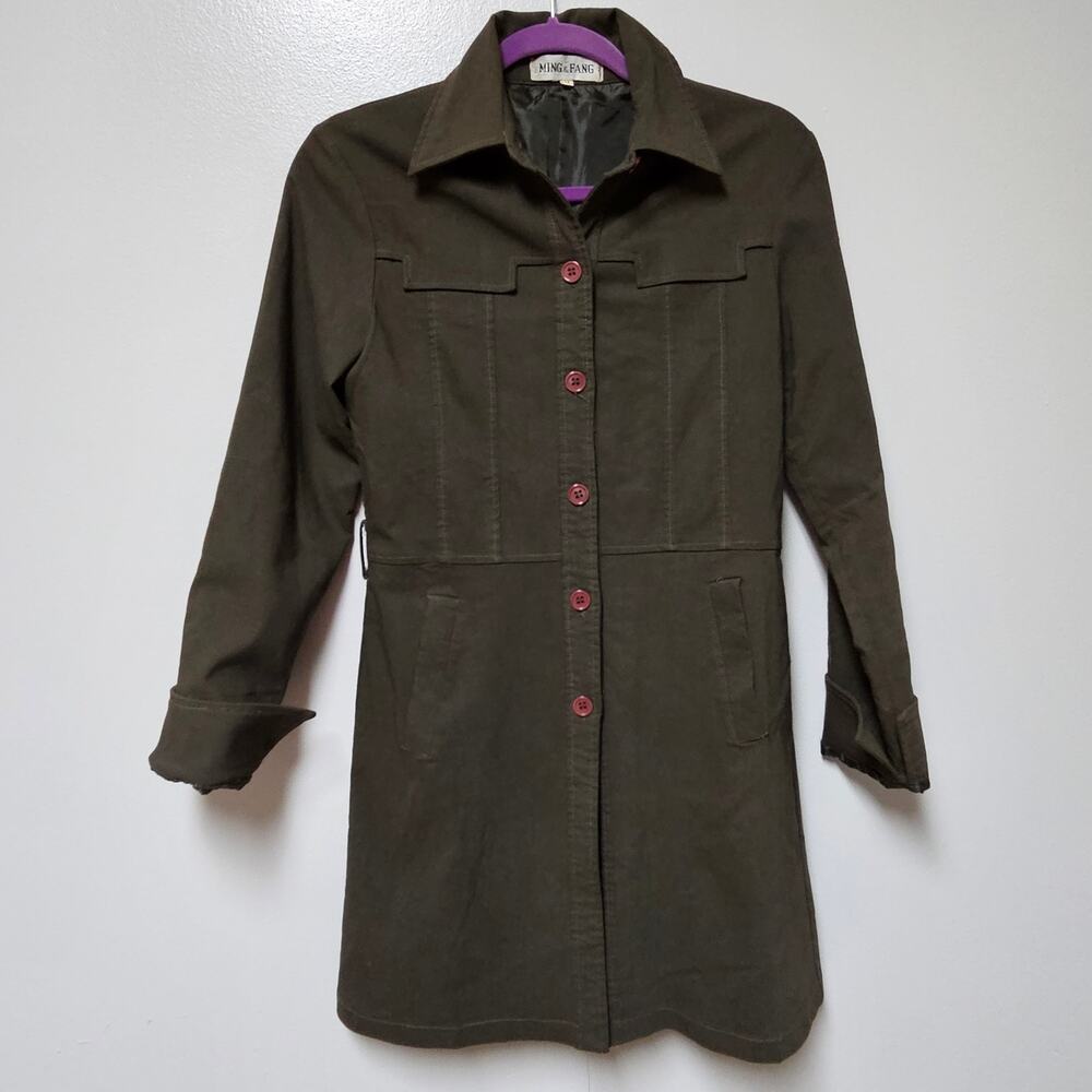 Ming and Fang Button Down Coat Size M missing Belt
